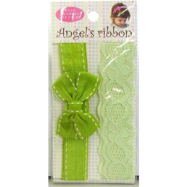 ヘアバンド　キッズ　エンジェルズリボン　Angel's　ribbon柔らかな髪でも滑らない☆ヘアバンド　エンジェルグリーン｜egaoshop｜02