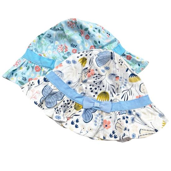 sora フラワー帽子 フラワー帽子 ベビー帽子 キッズ帽子 UV 日よけ あご紐付き 花柄