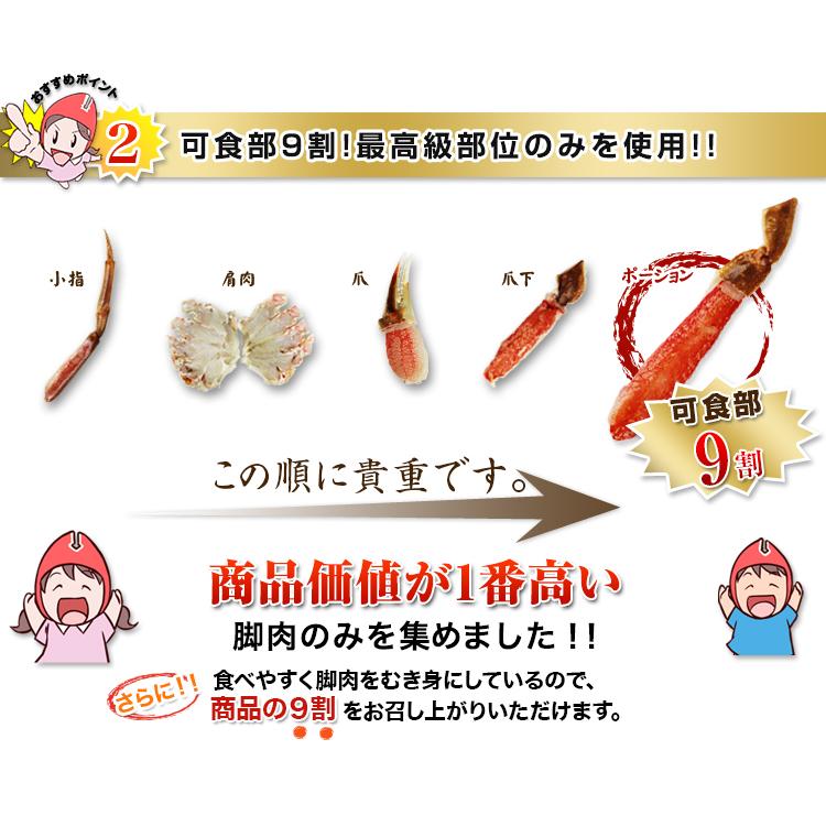 かに カニ 蟹 ズワイガニ ポーション かにしゃぶ |【刺身用】2Ｌ〜Ｌ生ずわい脚肉むき身42〜60本（約１kg）【送料無料】 | ブランド登録なし | 07