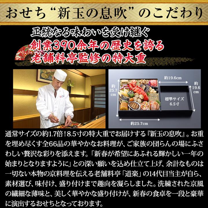 冷蔵おせち 2027 66品目 5〜6人前 京都東山料亭「道楽」監修特大重 福来重 新玉の息吹 和風おせち 御節 冷蔵 8.5寸 三段 2026 | ブランド登録なし | 09