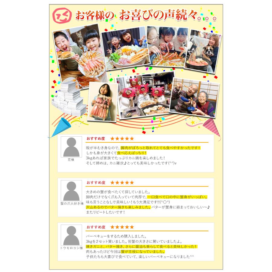 かに カニ 蟹 ズワイガニ 半むき身|超特大10L〜8L生ずわい蟹半むき身満足セット 3kg超 【総重量約3.6kg】 | ブランド登録なし | 17