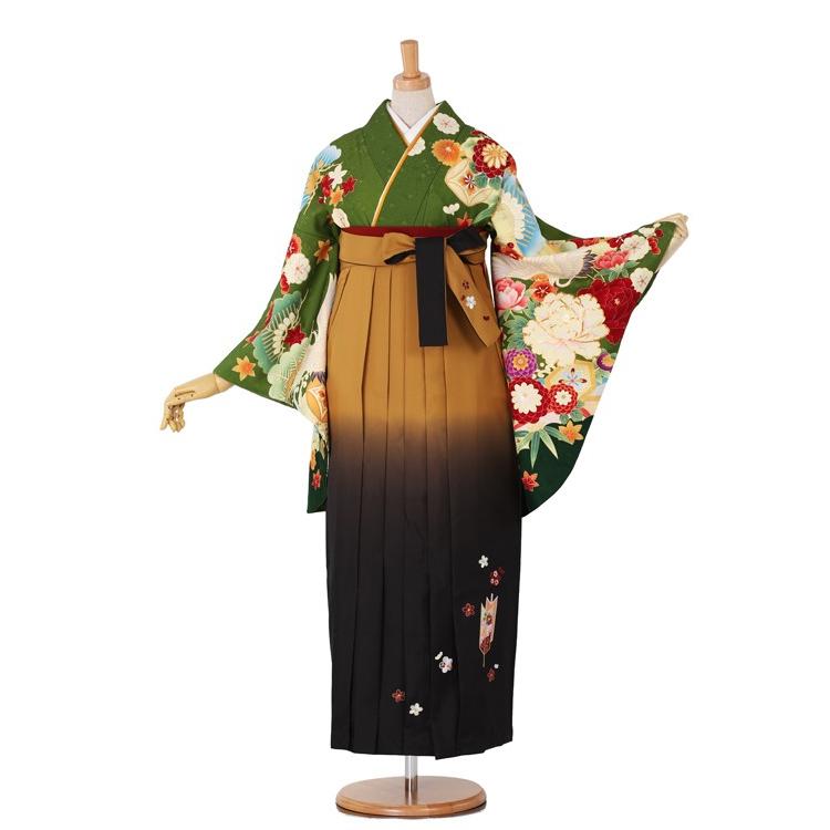 往復送料無料 2泊3日 卒業式袴 レンタル セット an・an 緑地 No.055-0036