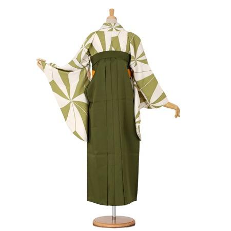 往復送料無料 2泊3日 卒業式袴 レンタル セット 鶯色地 No.055-0048 