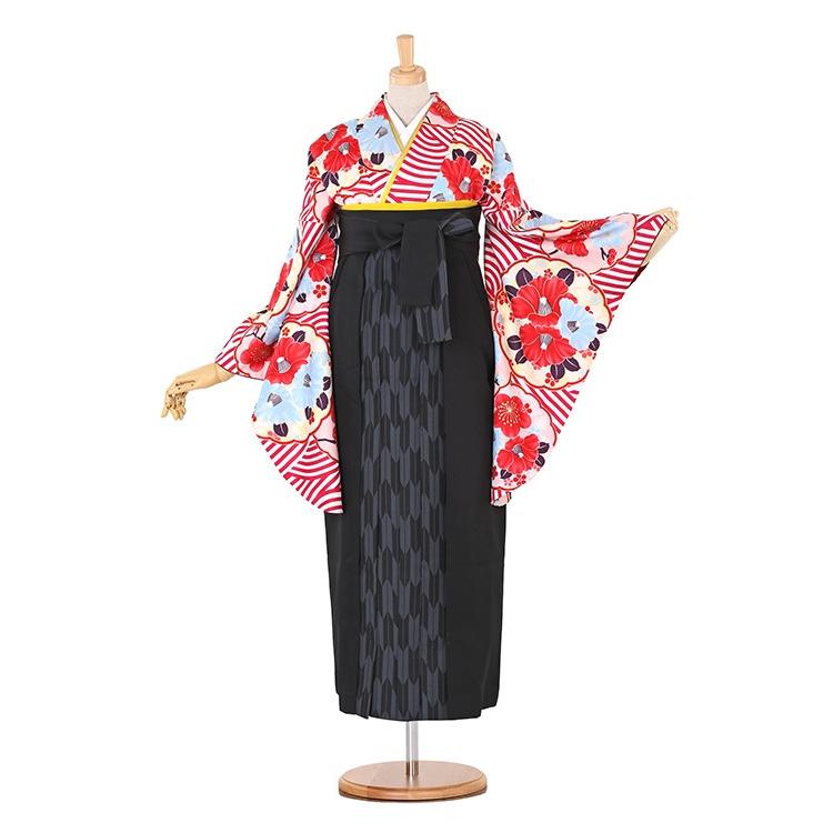 往復送料無料 2泊3日 卒業式袴 レンタル セット 紅白地 No.055-0087
