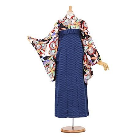 往復送料無料 2泊3日 卒業式袴 レンタル セット 黒地 No.055-0091