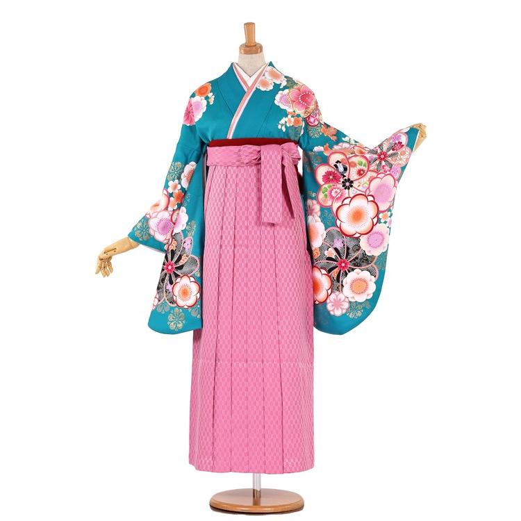 往復送料無料 2泊3日 卒業式袴 レンタル セット グリーン地 No.055-0095-S/M/L/2L/3L