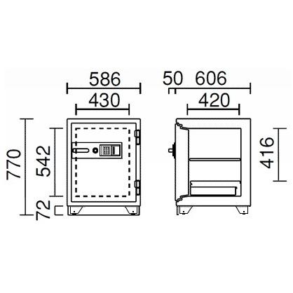 設置料込【条件付】★KC51-2E　業務用2時間耐火金庫 テンキー＋電子ロック錠 | 日本アイ・エス・ケイ | 02