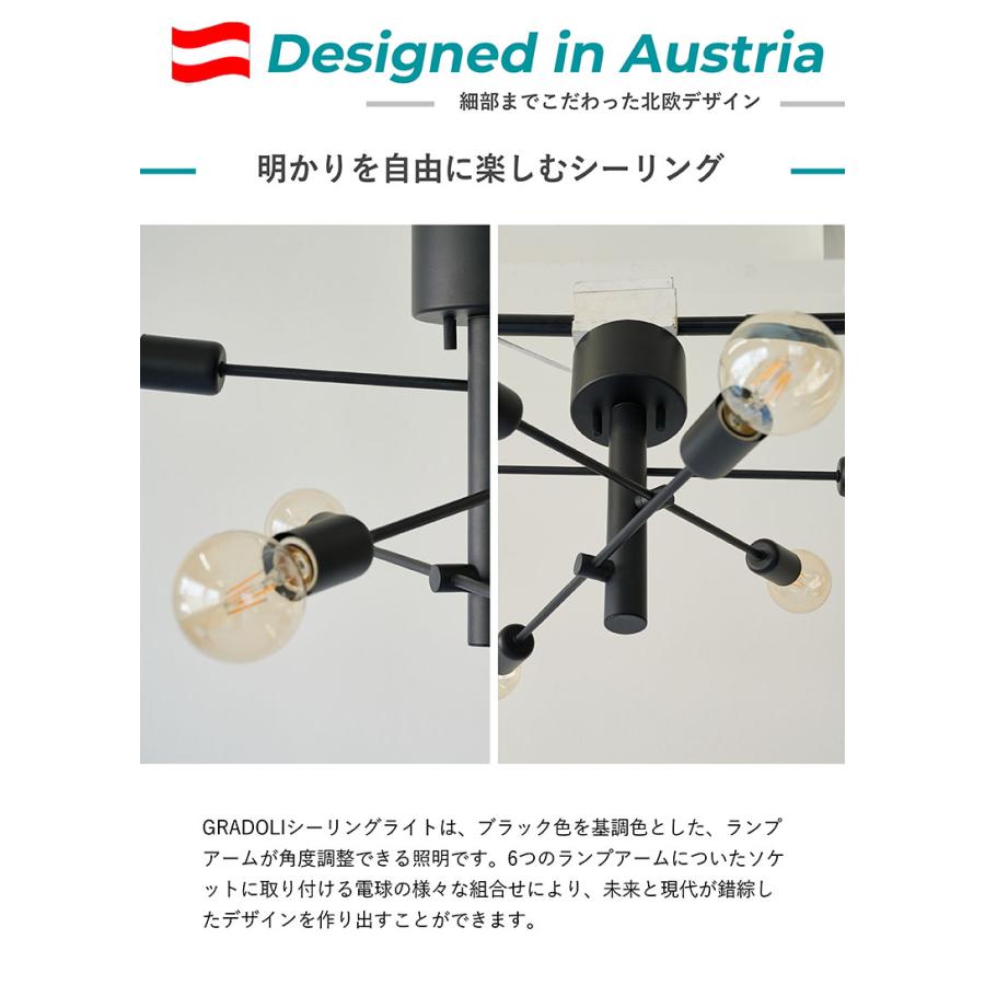シーリングライト LED アーム可動式 6灯 6畳 8畳 10畳 ブラック 天井