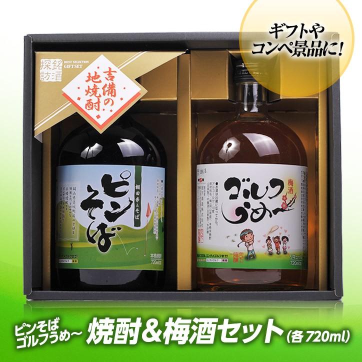 【ギフトセット】 梅酒ゴルフうめ〜＆本格焼酎ピンそば 720ml 各1本 宮下酒造(おもしろ ゴルフ お酒)｜egolf