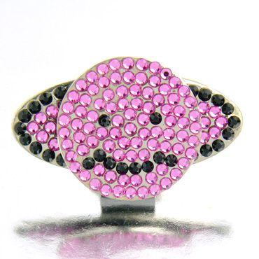 SPIRALE(シュピラール) スワロフスキー ゴルフマーカー(スマイル・ピンク)(ゴルフ用品 グッズ ギフト プレゼント)