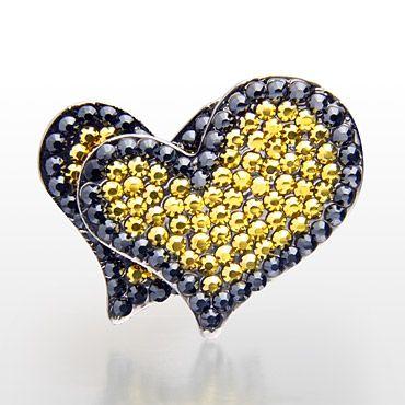 SPIRALE(シュピラール) スワロフスキー ゴルフマーカー(ハート/ゴールド・ブラック)(ゴルフ用品 グッズ ギフト プレゼント)