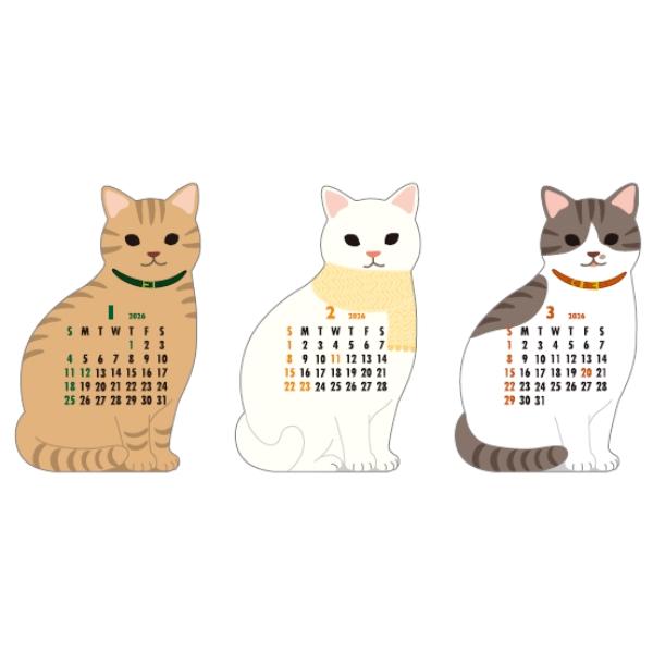 アニマルダイカットカレンダー（ねこ）2026 |  | 01