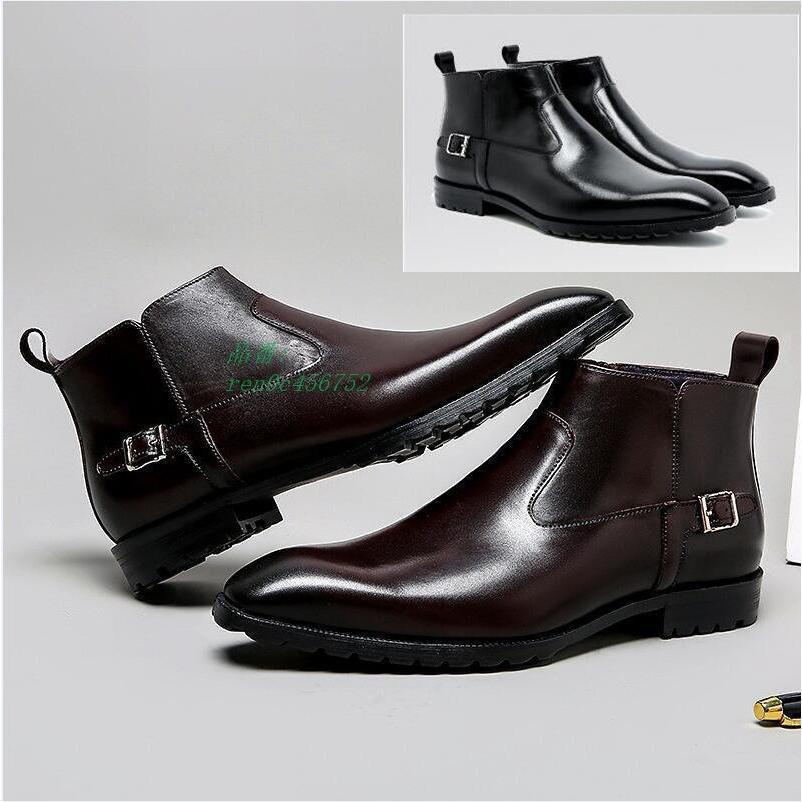 円 種類豊富な品揃え 秋冬手作り本革靴マーティンブーツメンズブーツ ハイカットチェルシーブーツサイドジップ牛革ショートブーツ紳士靴 ポインテッドトゥシューズ ジョッキーブーツ