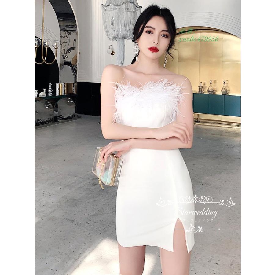 超新作 ウェディングドレス カクテルドレス パーティードレス 結婚式 タイトドレス スリット キャバドレス ミニドレス マイクロミニ オフショルダー タイトスカート エンパイアライン サイズ L