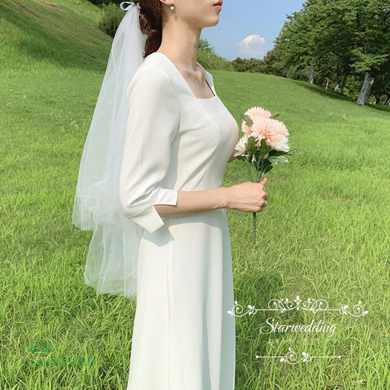 堅実な究極の ナチュラル カジュアル ウエディングドレス 安い 袖あり ａライン ウェディングドレス ブライダル ビーチフォト後撮り 二次会 ワンピース ドレス 花嫁 Aライン サイズ S Www Bouwmaterieel Benelux Nl