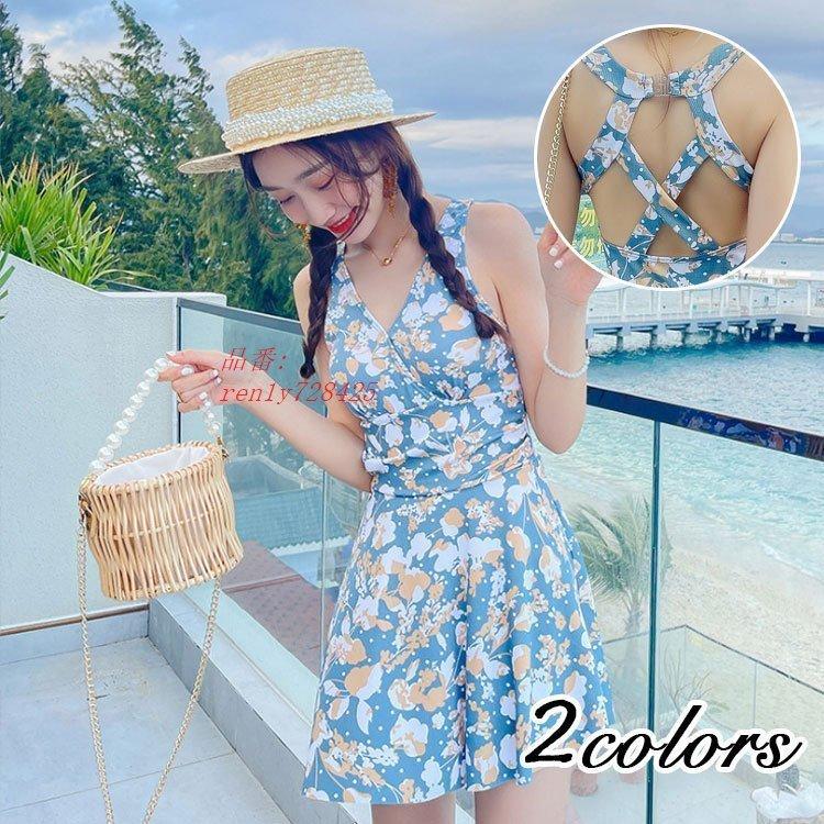 水着 レディース ワンピース水着 サロペット 花柄 夏 40代 キレイめ 30代 体型カバー おしゃれ 日焼け防止 小胸 大きいサイズ 代 50代 ママ水着 バンドゥ 海外