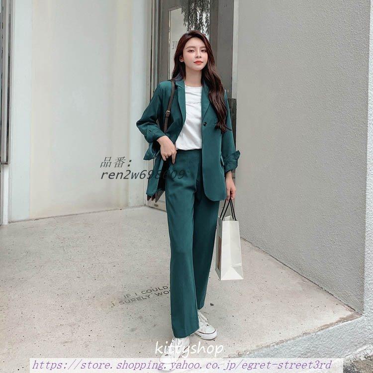 カジュアルスーツ レディーススーツ パンツスーツ グリーン ピンク ブラウン Ol 長袖スーツ 秋 通勤 就活 春 長袖 代 オフィス お仕事韓国風 30代 40代 新作からsaleアイテム等お得な商品満載