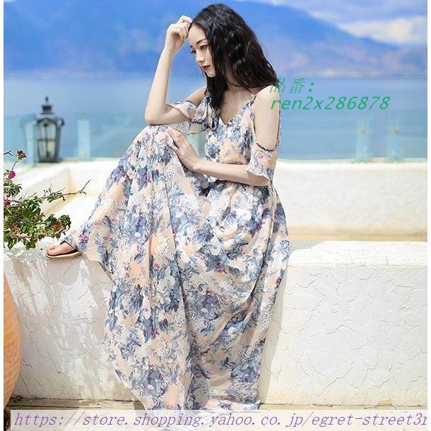 夏ワンピース リゾート ビーチ ハワイ 海 サマー ロング丈 体型隠し サマーワンピ花柄 上品 ふわふわ 可愛い 夏ワンピ 1st Step Com