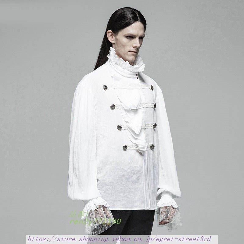 西洋 ゴシック風 トップス舞台ステージ衣装 ヨーロッパ中世 ルネッサンス 男性用 GOTHIC パンク＆ゴシック 英倫シャツ 紳士風 中世 シャツ ゴシック風 トップス舞台ステージ衣装 ヨーロッパ中世 ルネッサンス 男性用 GOTHIC パンク＆ゴシック 英倫シャツ 紳士風 中世 シャツ 西洋 商品情報 ブラック XL 2XL