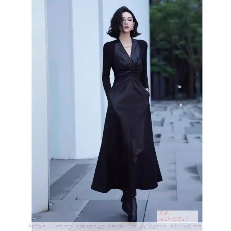 レザーワンピース フレアワンピース きれいめ 通勤 30代 40代