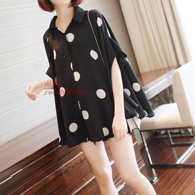 激安正規品 大きいサイズ レディース ドット 新着 シャツ 2トンカラー秋 7部袖 山ガール Vネック 五分 七分袖 サイズ M Www Sustentec Com Br