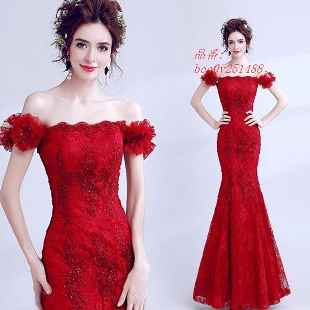 超特価sale開催 マーメイドドレス オフショルダー 結婚式 パーティードレ 赤 ボートネック イブニングドレス ロングドレス 30代 高級感 着痩せ お呼ばれ パーティドレス サイズ Xxl Pathwaysfl Org