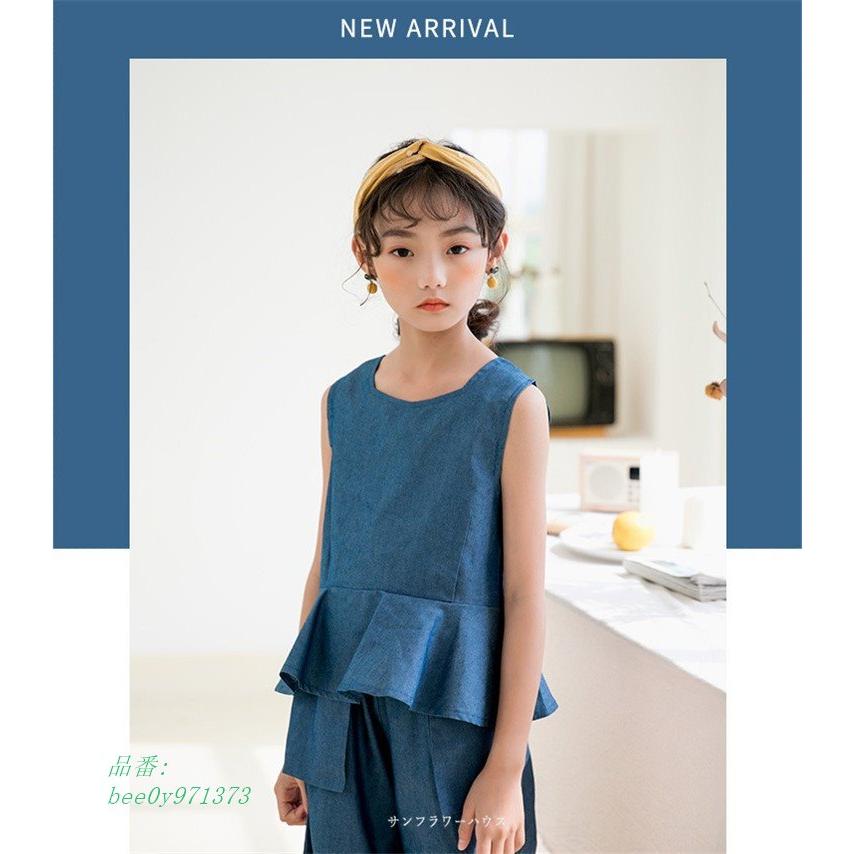 韓国子供服 女の子 キーズ セットアップ シャツ パンツ 可愛い ジュニア おしゃれ カジュアル ワイトパンツ シンプル 夏服 上下セット お出かけ プレゼント 人気アイテム