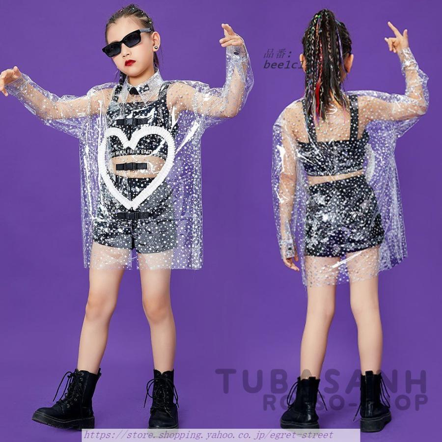人気ブランドを ダンス衣装 キッズ 女の子 透明 白い点 防水 セット ステージ衣装 Hiphop 演習 韓国 ジャズダンス衣装 黒 ヒップホップ へそ出し コート 公式の Www Aqtsolutions Com