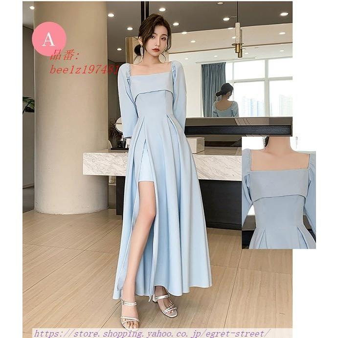 新品 4タイプ 6サイズ ブライズメイドドレス ロング丈 フォーマル 大人 水色 韓国風 演奏会 イブニングドレス ブルー お呼ばれ 無地 ミモレ丈 パーティドレス カラー ブルー ロング丈 D Jeuneschirurgiens Com