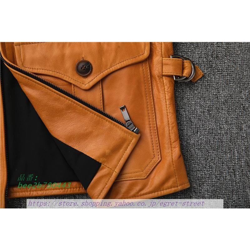 【ほぼ未使用】 。ジャケット ライダースジャケット レザージャケット メンズ 革ジャン 。 バイクジャケット 冬服 秋冬 羊革 【C2130565199】(13939円)