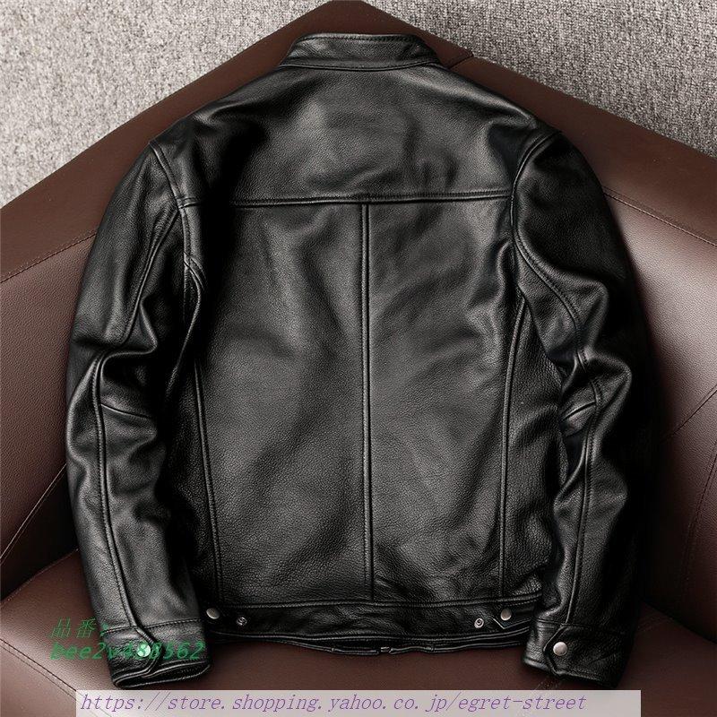 革ジャン 牛革 本革 メンズ レザージャケット コーチジャケット シングル 高級感 ブルゾン スタンド襟 ファッション ライダースジャケット おしゃれ 有名なブランド