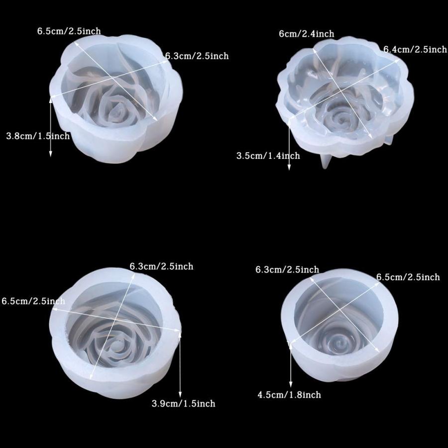 Fineinno 立体 立体の花 バラ シリコンモールド エポキシ樹脂 Uvレジン型 Diy モールド 4セット 花 透明 Ehstyle 通販 Yahoo ショッピング