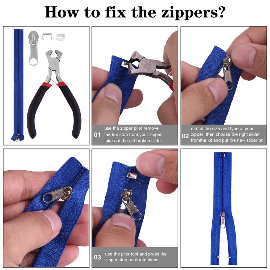 ジッパー ファスナー 修理キット 修理用ペンチ付き 縫製 交換用 Diy ジッパー ファスナー引っ張り 多機能ジッパーヘッド 財布裁縫 手作 Ehstyle 通販 Yahoo ショッピング