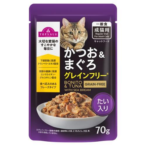 トップバリュ キャットフードパウチ かつお＆まぐろ グレインフリー
