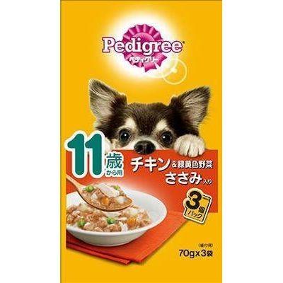 ペディグリー　11歳からのやさしくカラダケア　ほぐれチキン&緑黄色野菜とささみ入り　70GX3袋｜ehac