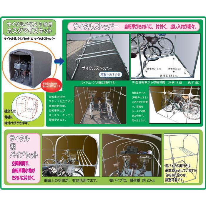 メーカー直送■南榮工業製サイクルハウス カスタマイズキット ３台用 CSCT3D パイプ倉庫