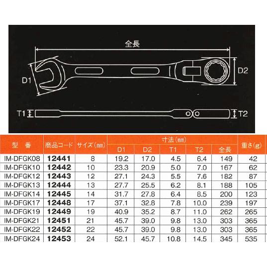 MUSTTOOLマストツール　ダブルフレキ軽量ギアレンチ12mm　IM-DFGK12（12443）｜ehanshinys｜03