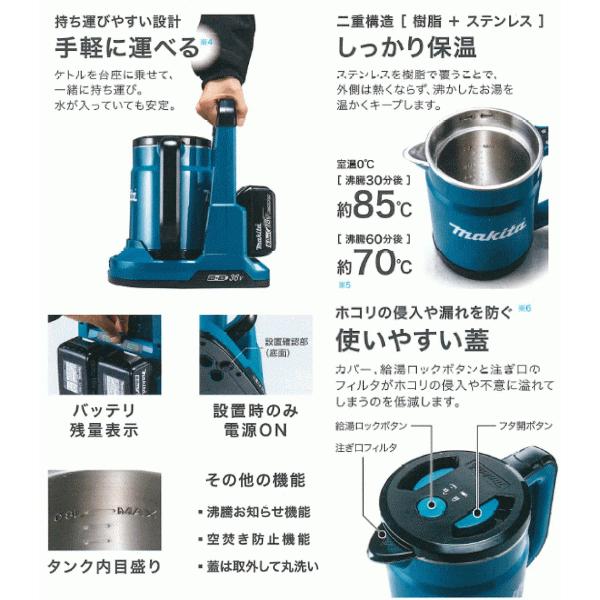 マキタ 送料込□マキタmakita 充電式ケトル KT360DZ ブルー