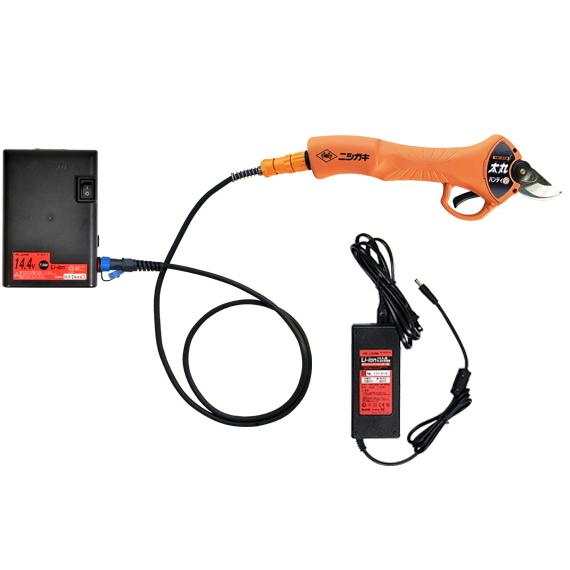 送料込□ニシガキ 充電式剪定鋏 太丸ハンディ25 (バッテリー・充電器