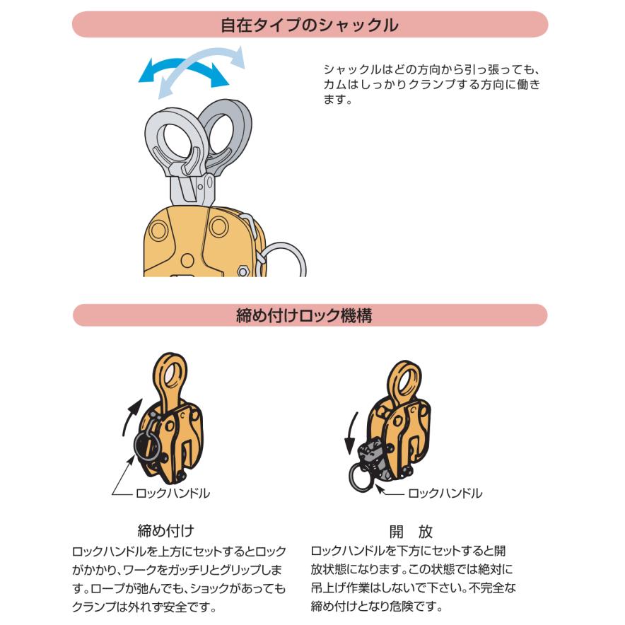 送料込■スーパーツール　立吊クランプ（ロックハンドル式自在シャックルタイプ）SVC 1E(北海道・沖縄・離島は送料別)｜ehanshinys｜03