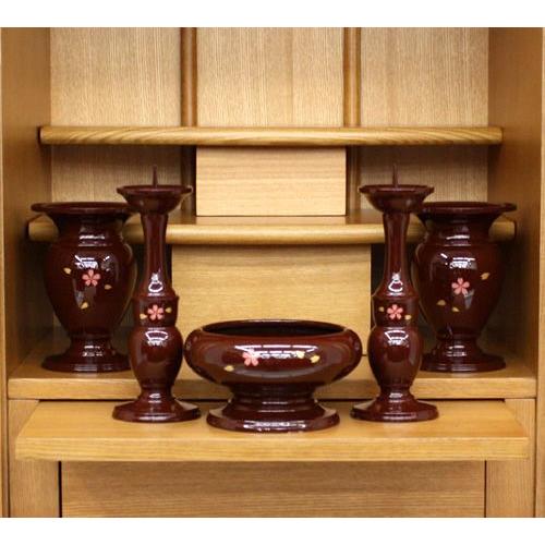 祥雲方5点セット3.5(えび茶・桜) モダン仏具セット 家具調 祥雲方5点セット3.5(えび茶・桜) モダン仏具セット 家具調