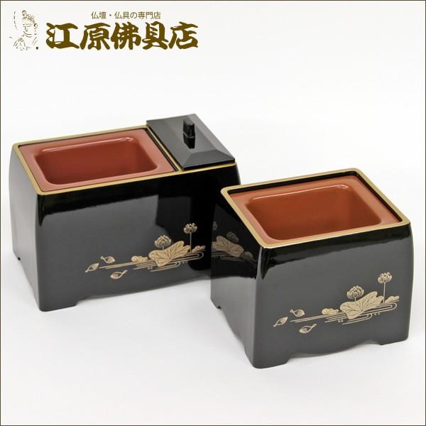 お焼香用 廻し香炉 5寸(黒・蓮・フチ金) 家具調仏具 モダン仏具 : 仏壇