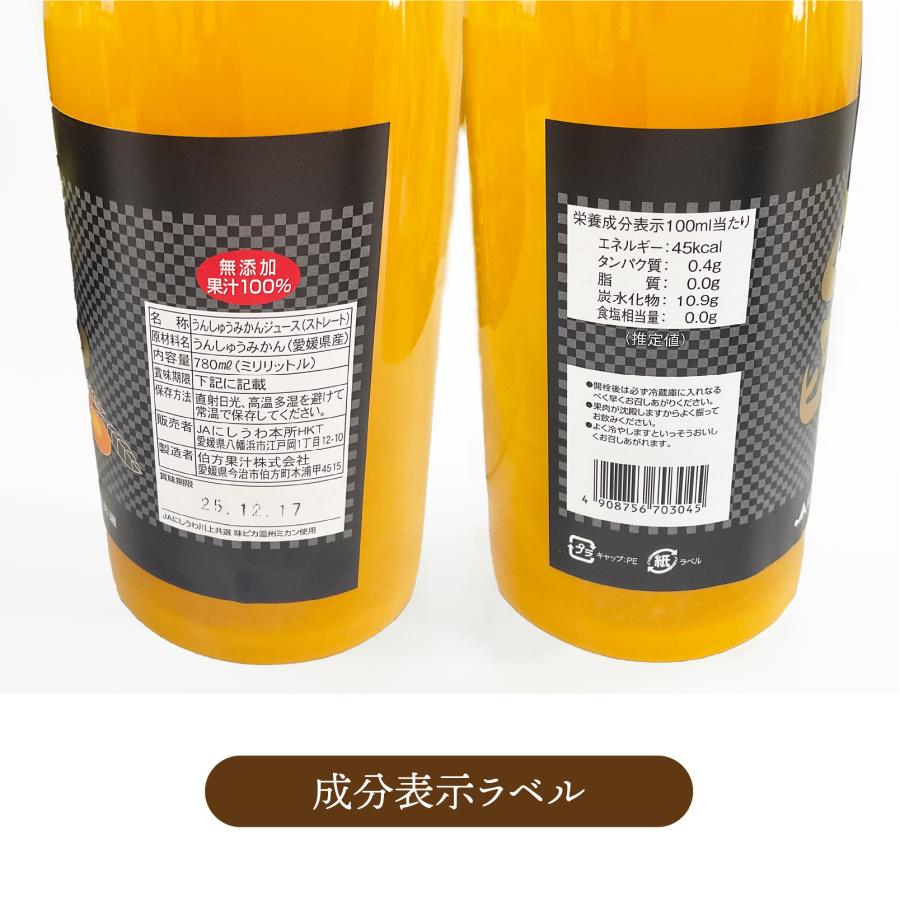 みかんジュース 愛媛県産味ピカジュース 780ml×12本 ストレート 果汁