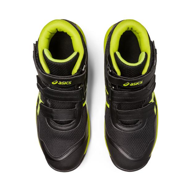 【新品】asics 安全靴 26 黒 1273A076 ウィンジョブ ベルクロ ウィンジョブ [新作] アシックス 安全靴 CP216 ブラック×ネオンライム