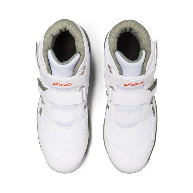 『新品未使用』asics 安全靴　ホワイト/ライケングリーン　25㎝ ウィンジョブ [新作] アシックス 安全靴 CP216 ホワイト×ライケン
