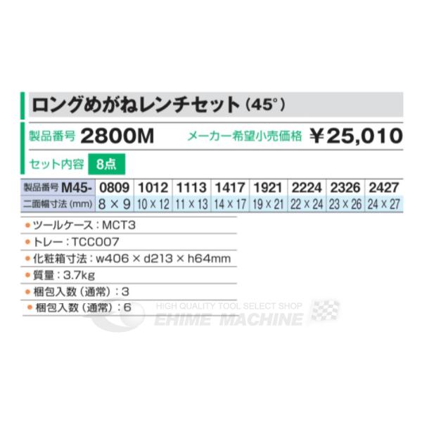 TONE（トネ） ロング両口めがねレンチセット(45°) 8点セット 3.7kg