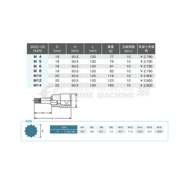 コーケン 3020-120-M8 9.5sq. ハンドソケット 3重4角ビットソケット Ko-ken 工具 【ネコポス対応】｜ehimemachine｜02