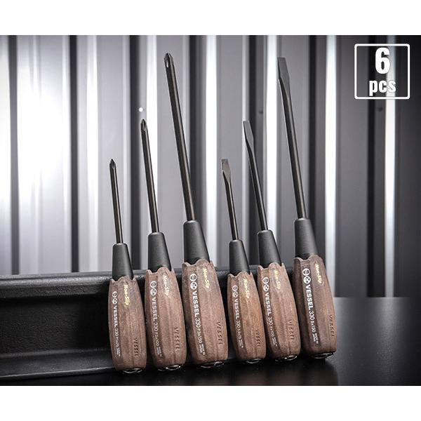 VESSEL ウッディ貫通ドライバー 6本組 NO.336PS ベッセル（Yahoo!・エヒメマシン Yahoo!ショッピング店）