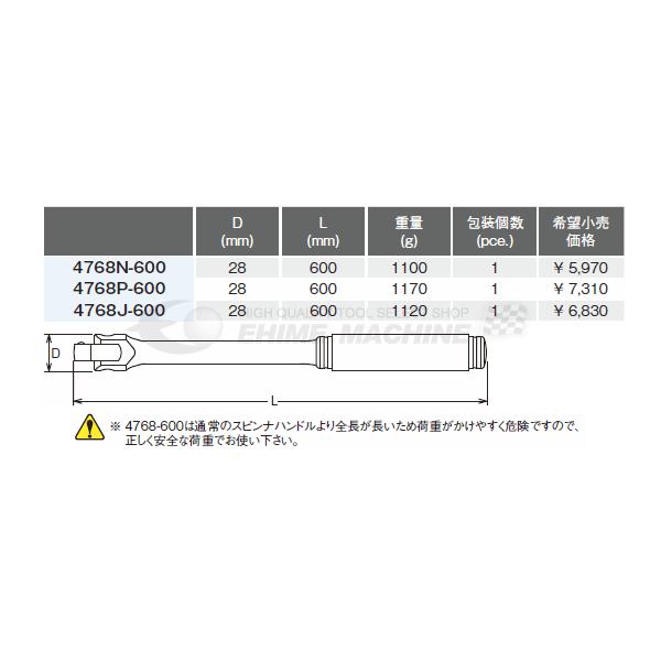 コーケン 12.7sq. スピンナハンドル 4768P-600 Ko-ken 工具｜ehimemachine｜02