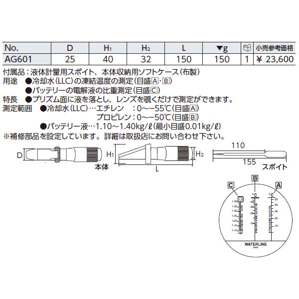 KTC フルードテスタ AG601 クーラントテスター LLCテスター KTC フルードテスタ AG601 クーラントテスター LLCテスター